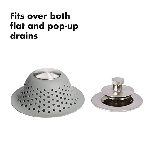 OXO Good Grips Silicone Shower & Tub Drain Protector, Gray - Image 6