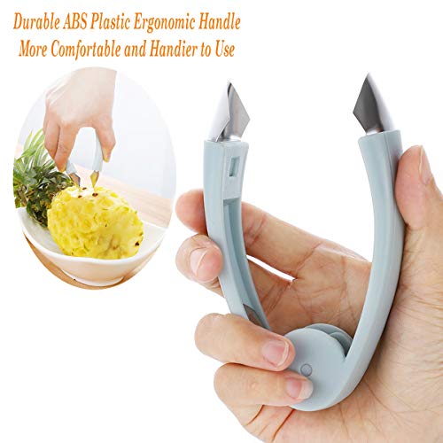 Strawberry Huller Stem Remover Tomato Corer Potato Pineapple Carrot Cutter Tool Kitchen Gadget Tweezers Peeler Utensil Clip for Fruit and Vegetable (Blue) - Image 5