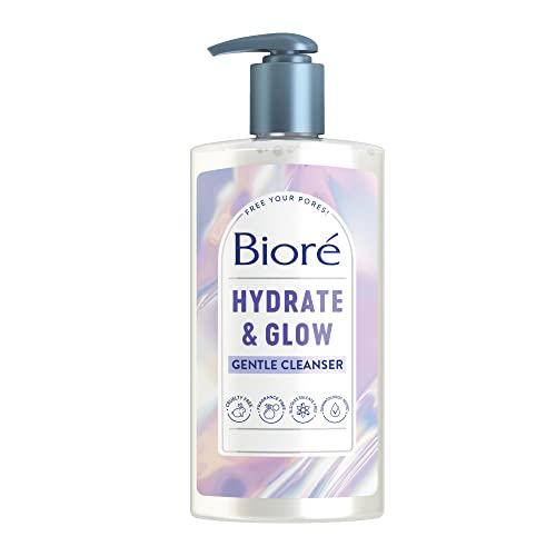 Biore Hydrate & Glow GentleĀ Face Wash for Dry Skin, Sensitive Skin, Dermatologist Tested, Fragrance Free, SLS/SLES Sulfate Free Facial Cleanser, Cruelty Free & Vegan Friendly 6.77 Oz BottleĀ