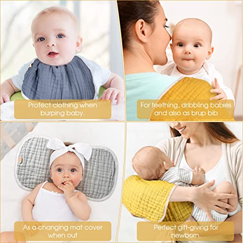 MUKIN Muslin Burp Cloths - Baby Burp Cloth Sets for Unisex. Perfect for Newborn Baby Burping Cloths/Burp Bibs. Newborn Burping Rags for Boys and Girls (Multicolored 3) - Image 4
